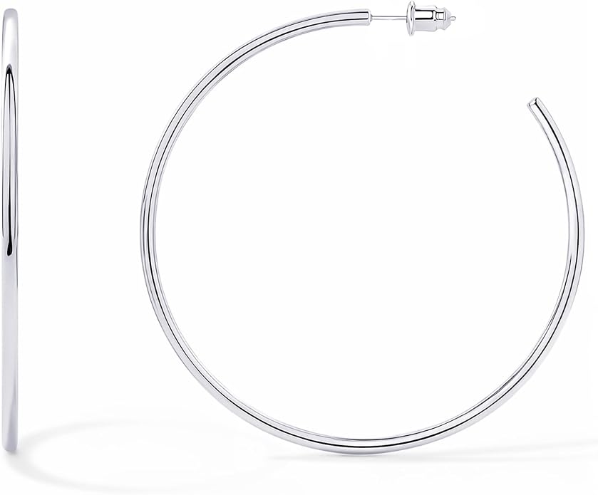 14K Gold-Plated, Lightweight, Open Hoop Earrings For Women