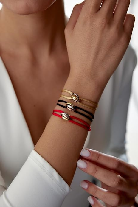 Joy-D 3 Rings Bracelet - String Bracelet with 3 Colors Rings, Adjustable Cord, High Quality Women&Men Bracelet, Gold Jewelry, Perfect Gift for Her&Him