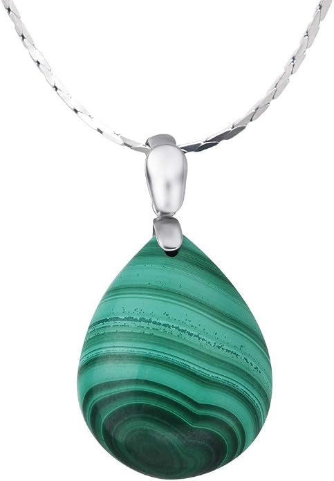 iSTONE 925 Sterling Silver Natural Crytral for Womens Pendant Necklace, Gemstone Birthstone with 17.8" Silver Chain Ladies