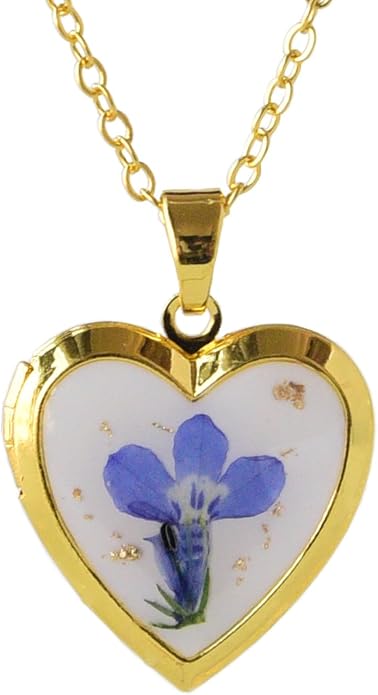 Heart Locket Necklace That Holds Pictures Pressed Flower Photo Locket Pendant Necklace for Girl Women Gift for Her