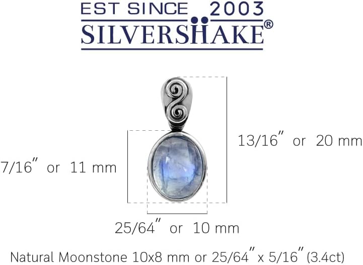Silvershake Natural Moonstone 925 Sterling Silver Swirl and Spiral Solitaire Pendant