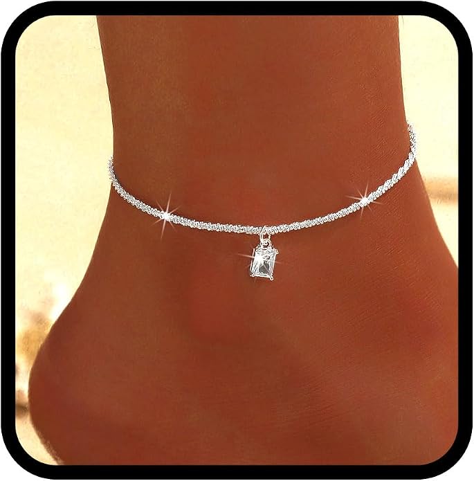 Yalice 925 Sterling Silver Ankle Bracelets for Women Dainty 14K Gold Plated Anklets Set Shiny Waterproof Ankle Chain Cross Beach Foot Jewelry Gifts