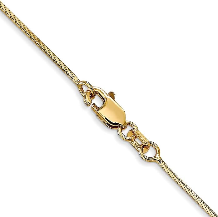 Sonia Jewels Real 14k Yellow Gold 1.00mm Octagonal Snake Chain Necklace - with Secure Lobster Lock Clasp