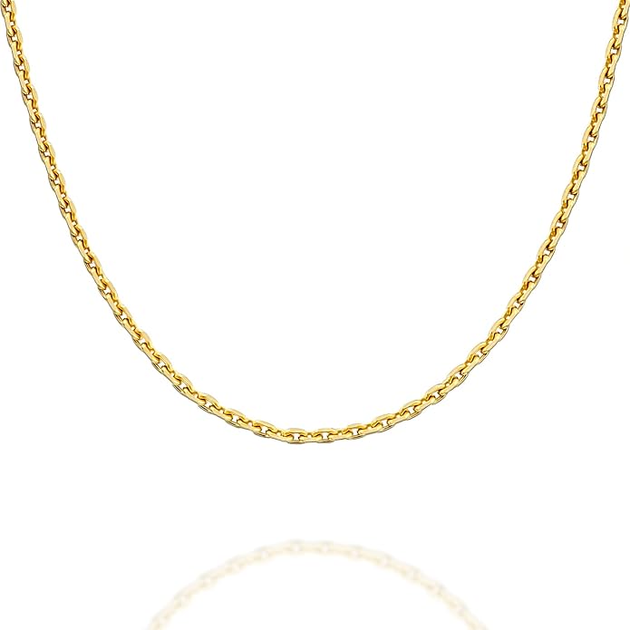 PAVOI 22K Gold Plated Chain Necklace For Women | Italian Solid 925 Sterling Silver Necklace for Men | Cuban Link, Rope, Snake & Rope Diamond-Cut Herringbone | Trendy Unisex Jewelry
