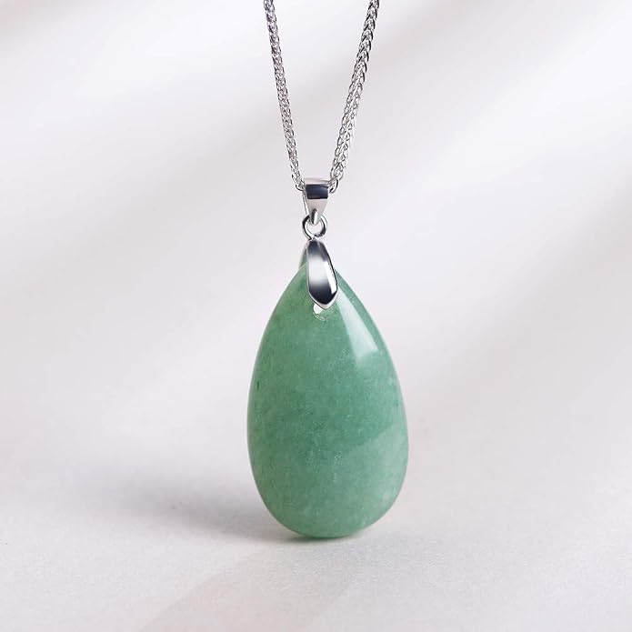iSTONE 925 Sterling Silver Natural Crytral for Womens Pendant Necklace, Gemstone Birthstone with 17.8" Silver Chain Ladies
