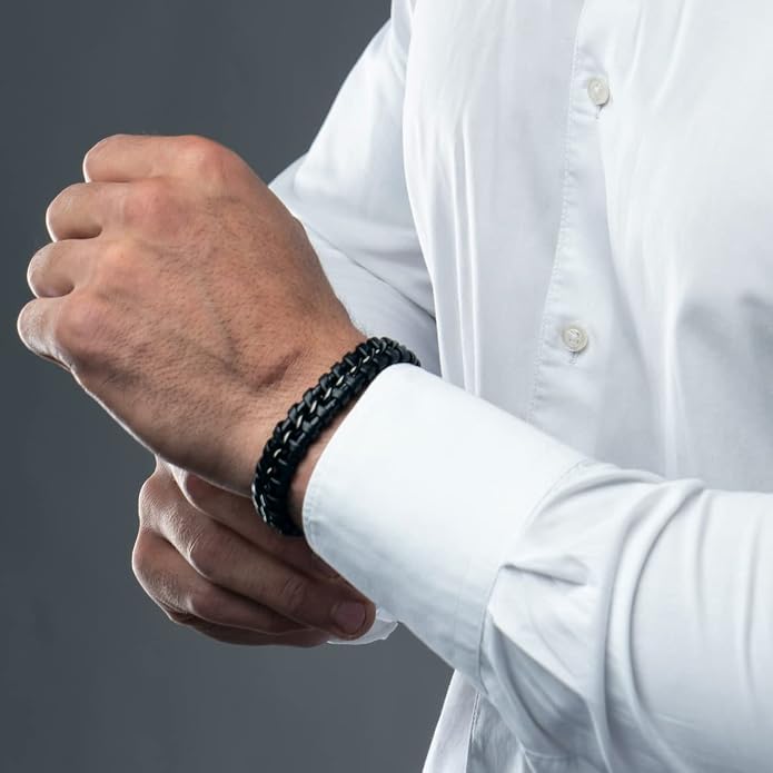 SERASAR Premium Leather Bracelet Men | Stainless Steel Magnetic Clasp | Three Colors | Jewelry Box Included