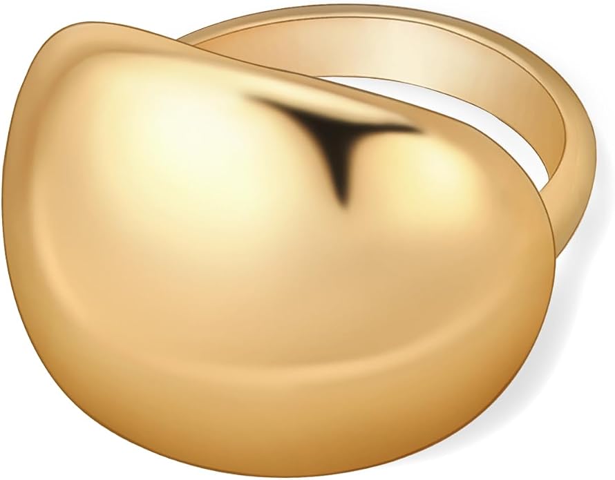 Gold Silver Rings Set for Women Chunky Statement Rings ZC Dome Evil Eye Croissant ring Thick 18K Gold Plated Band Rings