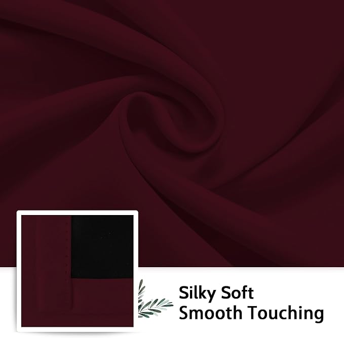 SimpleHome Wine red 100% Blackout Curtains Room Darkening Living Room 63L | Curtains for Bedroom,Thermal Insulated Grommet Window Drapes,Curtains for Living Room with Black Back,52 x 63 Inch,2 Panels