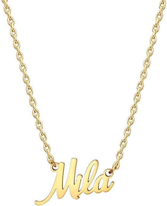 MOMOL 18K Gold Plated Stainless Steel Name Necklace Personalized Custom Name Necklace Customized Nameplate Necklace for women
