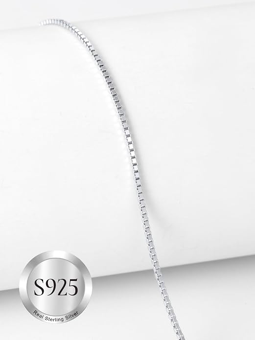SILVERCUTE 925 Sterling Silver Necklace for Women,1mm/1.3mm/1.5mm/1.6mm Thin Silver Cable Chain/Box Chain/Rope Chain Necklace with Extension Chain,18/20/22/24/26/28/30 Inch