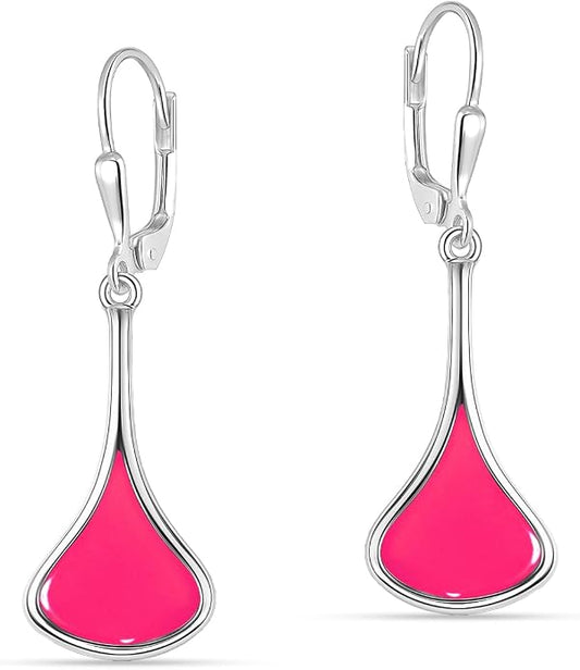 LeCalla 925 Sterling Silver Teardrop Dangle Earrings for Women | Lightweight Vertical Drop Dangle Earrings | Minimalist Dangling Earring Jewelry Gifts for Women