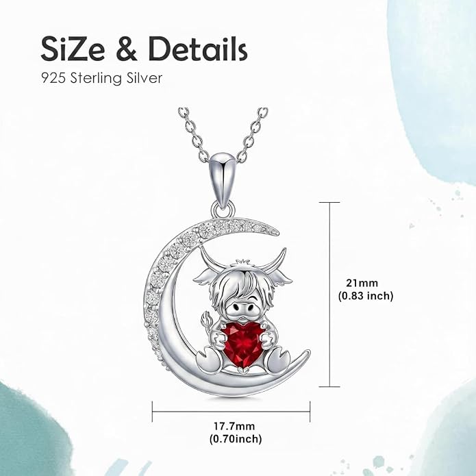 PROESS Animal Birthstone Necklace 925 Sterling Silver Otter/Axolotl/Hippo/Elephant/Dachshund/Monkey/Red Panda Pendant Necklace Animal Birthstone Jewelry Gifts for Women