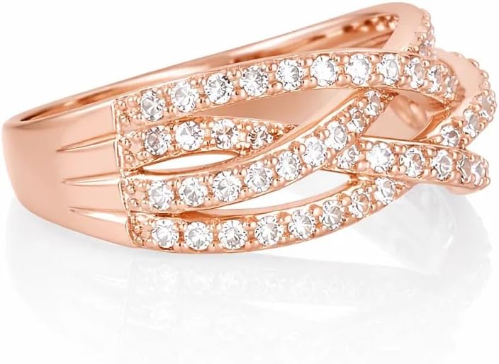 Statement Micro Pave CZ Wide Band Ring for Women, 18K Gold Plated Brass, Layered Sparkle Anniversary Band, Hypoallergenic Jewelry Gift