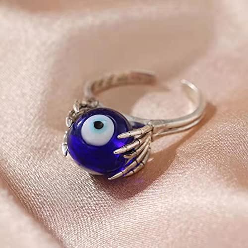 COLORFUL BLING Lucky Evil Eye Adjustable Spinner Fidget Stackable Ring Skull Claw Skeleton Anxiety for Women Men Protection Ojo Amulet Hamsa Jewelry