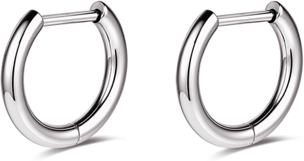 AOEDEJ G23 Titanium Black/Steel Gray/Gold Hoop Earrings 18G Small Huggie Hoop Earrings 8mm/10mm/12mm Cartilage for Sensitive Ears for Multiple Piercing Cartilage Hoop Earring Stack Jewelry