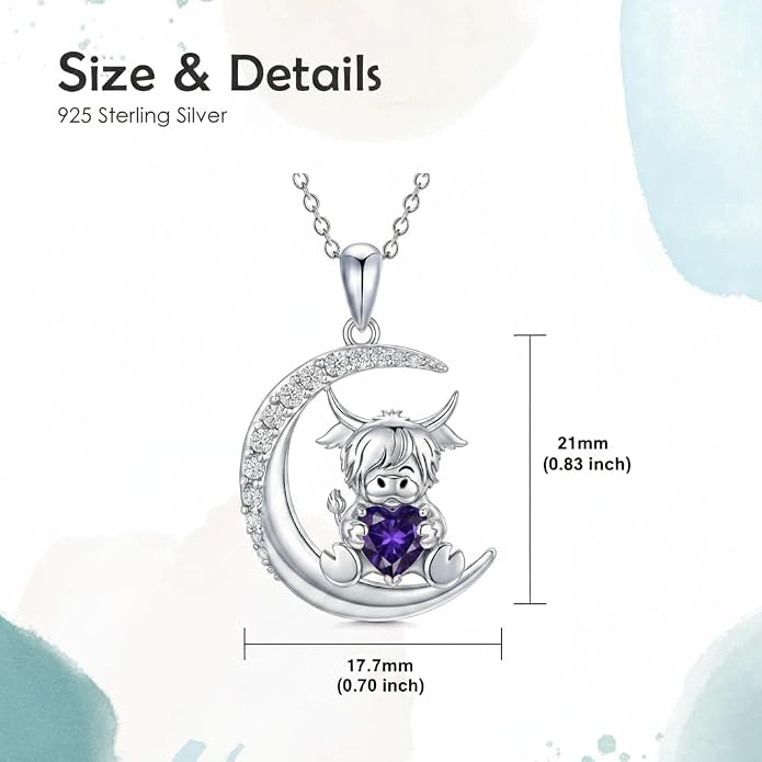PROESS Animal Birthstone Necklace 925 Sterling Silver Otter/Axolotl/Hippo/Elephant/Dachshund/Monkey/Red Panda Pendant Necklace Animal Birthstone Jewelry Gifts for Women