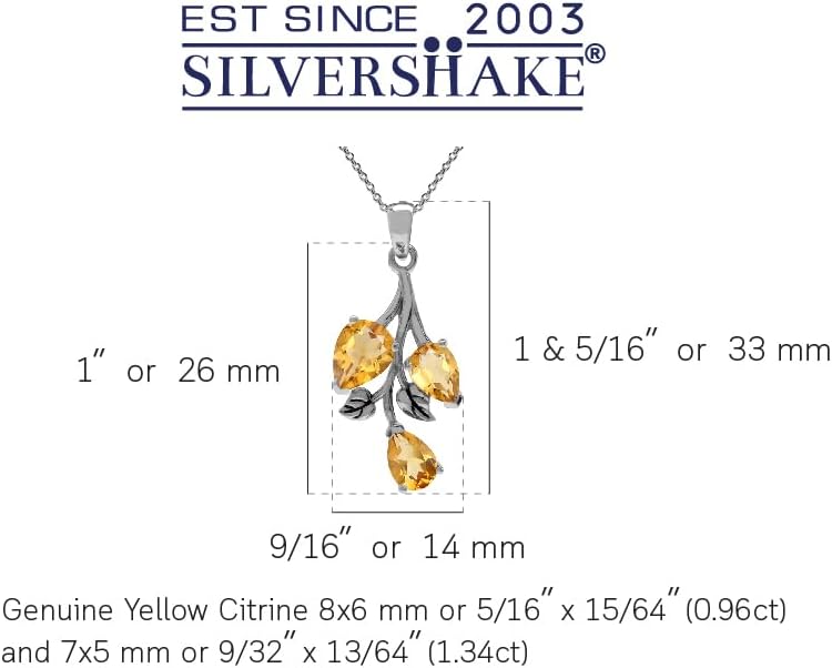 Silvershake Pear Shape Birthstone Gemstone Antique Finishing 925 Sterling Silver Leaf Vintage Inspired Pendant with 18 Inch Chain Necklace Jewelry for Women