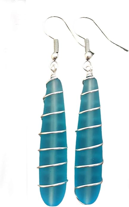 Handmade Sea Glass Earrings, Hawaiian Jewelry for Women, Long Teardrop Earrings Beach Jewelry, Sea Glass Jewelry For Women Birthday Gift For Her