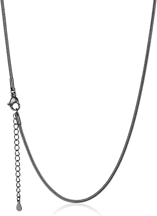 U7 Snake Necklace for Women 14K Gold Plated/Silver/Rose Gold/Black Chain Necklace Hypoallergenic, Stainless Steel Tiny Snake Chain Necklace 1/1.2/1.5/2MM, 14-30" Adjustable Minimalist Gift