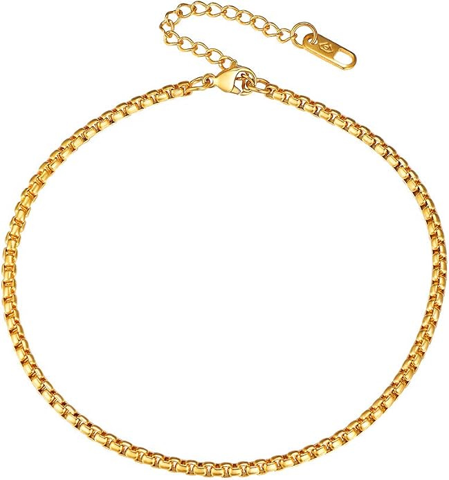 PROSTEEL Gold/Silver Anklets for Women Waterproof, 14K Gold Plated Ankle Bracelet Non Tarnish, Jewelry Gifts Adjustable