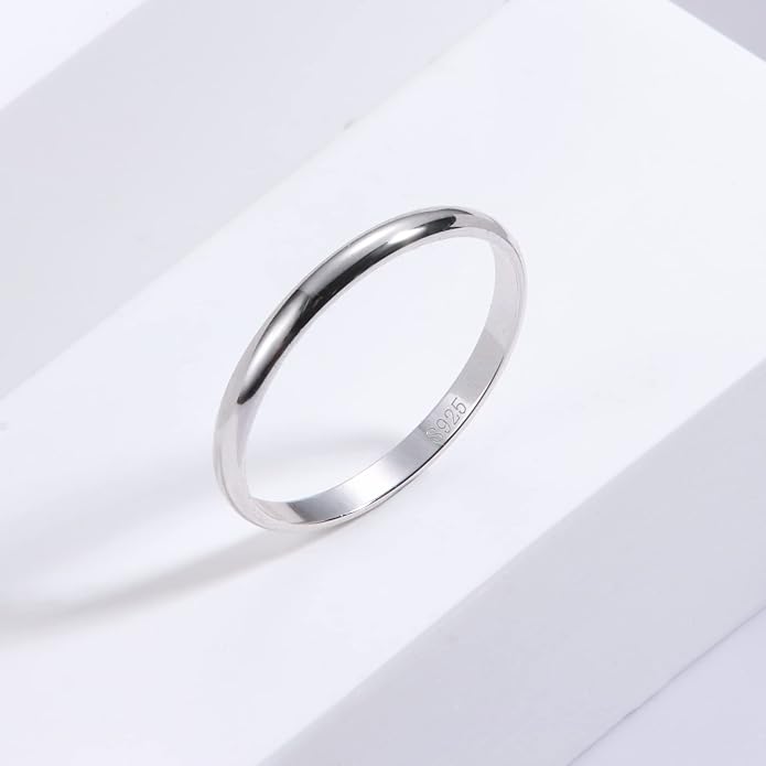 MILACOLATO 925 Sterling Silver Ring for Women Men High Polished Plain Stackable Thumb Rings Tarnish Resistant Wedding Band Ring Comfort Fit Size 4 to 12, 1mm 2mm 3mm 4mm 5mm 6mm