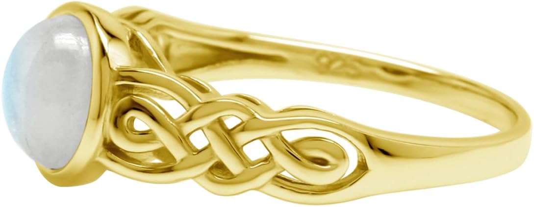 Silvershake 7MM Round Shape Gemstone White Gold Plated or Yellow Gold Plated 925 Sterling Silver Scroll/Filigree Celtic Knot Braided Solitaire Ring Jewelry for Wo