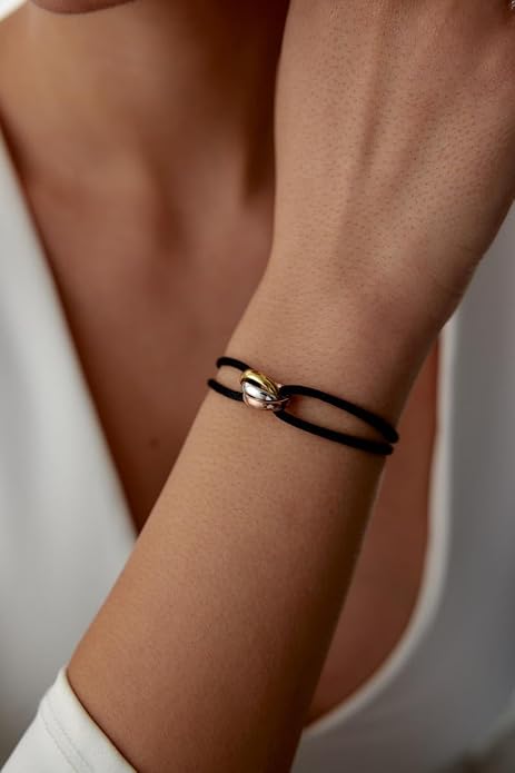 Joy-D 3 Rings Bracelet - String Bracelet with 3 Colors Rings, Adjustable Cord, High Quality Women&Men Bracelet, Gold Jewelry, Perfect Gift for Her&Him