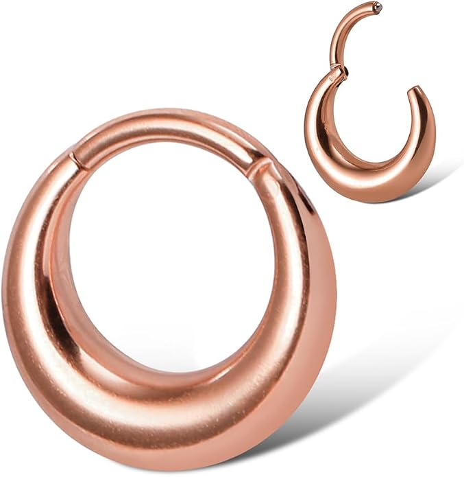MOQIKAKA16G 8mm Septum Rings - Stainless Steel Segment Nose Rings for Women Men - Hinged Segment Nose Helix Cartilage Clicker Hoop Earrings for Daith Rook Tragus Piercing