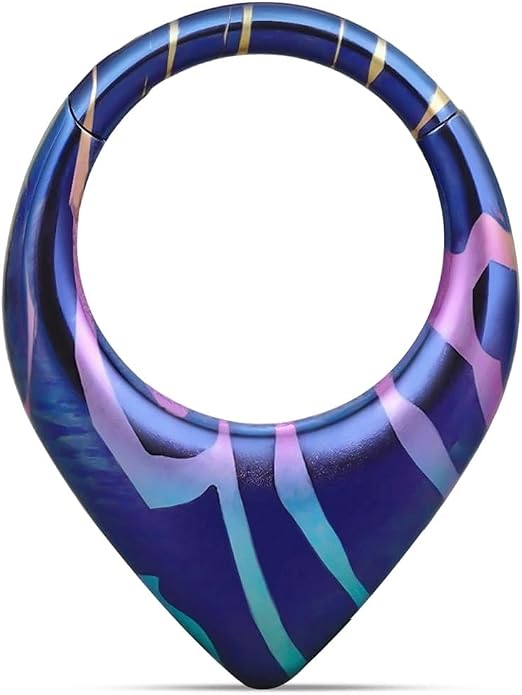 PUNKYOUTH 16G Titanium Septum Clicker Iridescent Hoop Piercing Jewelry for Women Men Minimalist Futurism Cyber Gothic Style for Alternative and Everyday Wear