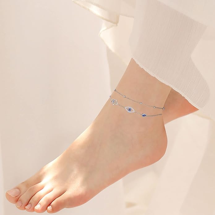 Yearace Anklet for Women S925 Sterling Silver Adjustable Foot Beaded Chain Lotus Flower Claddagh Dragonfly Witches Knot Ankle Bracelet Summer Beach Anklets Jewelry Gift