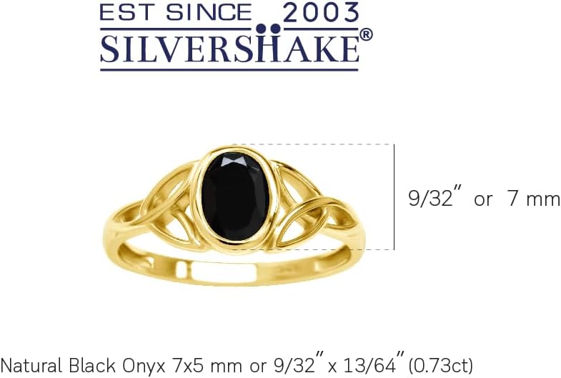 Silvershake 7x5MM Oval Shape Birthstone Gemstone White Gold Plated or 18K Yellow Gold Plated 925 Sterling Silver Triquetra Trinity Celtic Knot Solitaire Ring Jewelry for Women