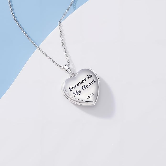 TOUPOP Heart Locket Necklace 925 Sterling Silver Love Locket that Holds Pictures Gifts for Women Her