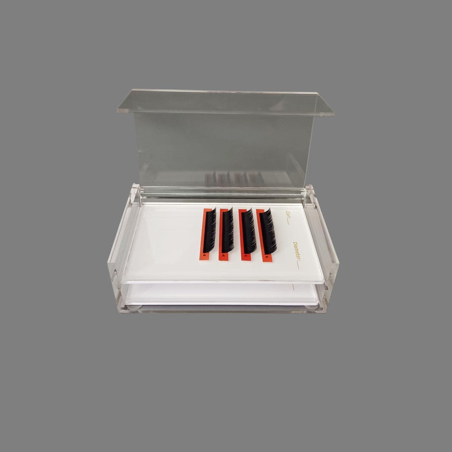 Two Layers Eyelash Grafting Pallet with Cover, Dust-proof Acrylic Lash Tile holder, Eyelash Extensions Storage Gasket Pads 2 Tiers for Beginners Beauty Artist Salon (White)