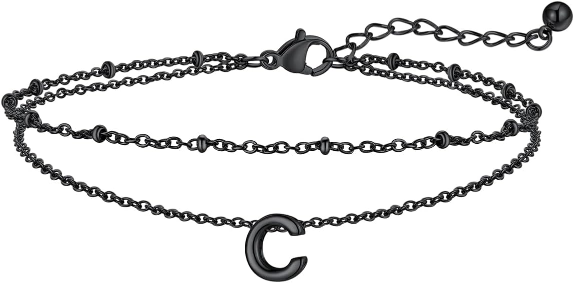 FaithHeart Initial Ankle Bracelets for Women, Waterproof 14k Gold Plated Initial Anklets Non Tarnish Stainless Steel Cute Layered Anklet Summer Beach Jewelry