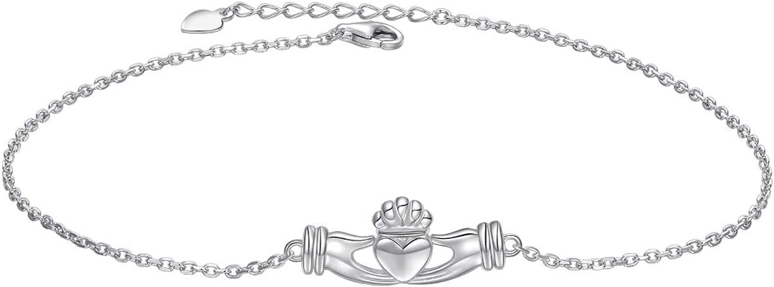 FLYOW S925 Sterling Silver Anklet for Women Summer Boho Beach Charm Adjustable Foot Ankle Bracelet Jewelry Birthday Gift