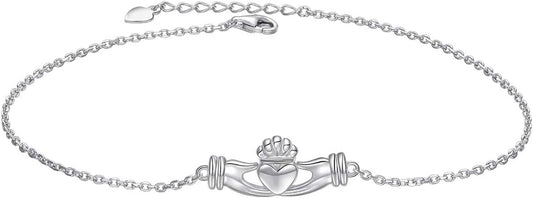FLYOW S925 Sterling Silver Anklet for Women Summer Boho Beach Charm Adjustable Foot Ankle Bracelet Jewelry Birthday Gift