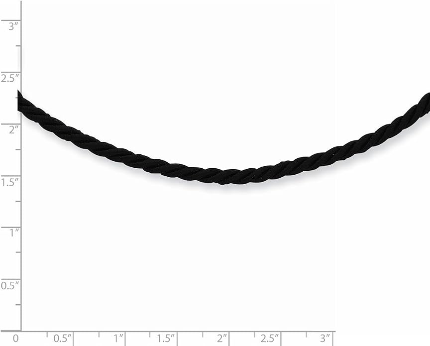 Solid 925 Sterling Silver 18inch Black Satin Cord Necklace - with Secure Lobster Lock Clasp 18"