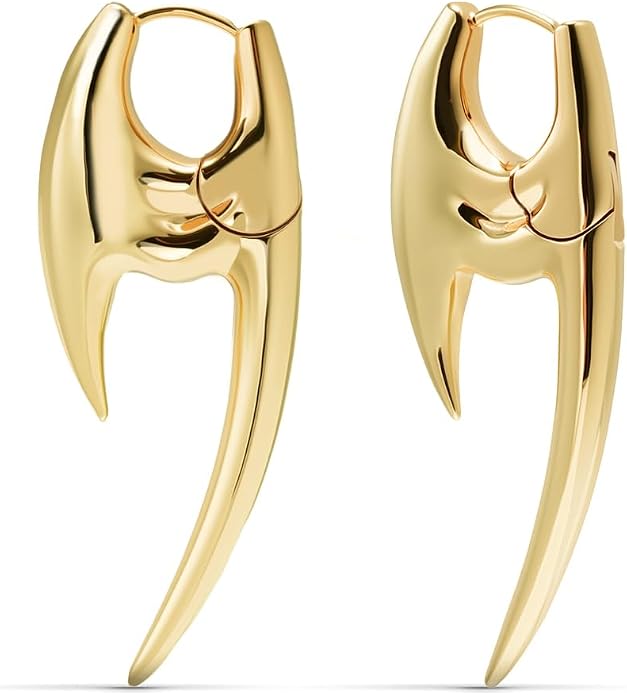 PUNKYOUTH Sharp Line Fluid Curve Earrings 18G 1mm Piercing Jewelry Edgy Minimalist Modern Claw Spike Huggie Hoop Dangle Drop For Women Men Polished Statement Everyday Wear Fashion Accessories