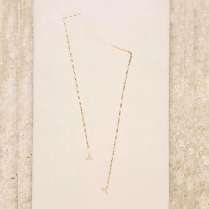 Ettika 18k Gold Plated, Silver Plated, Rhodium Plated Pull Through Threader Earrings. Threaders Minimalist Earring. Womens Jewelry Gifts