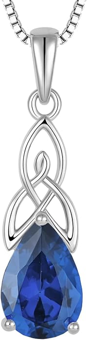 STARCHENIE Teardrop Necklace for Women 925 Sterling Silver Irish Celtic Knot Pendant Birthstone Jewelry