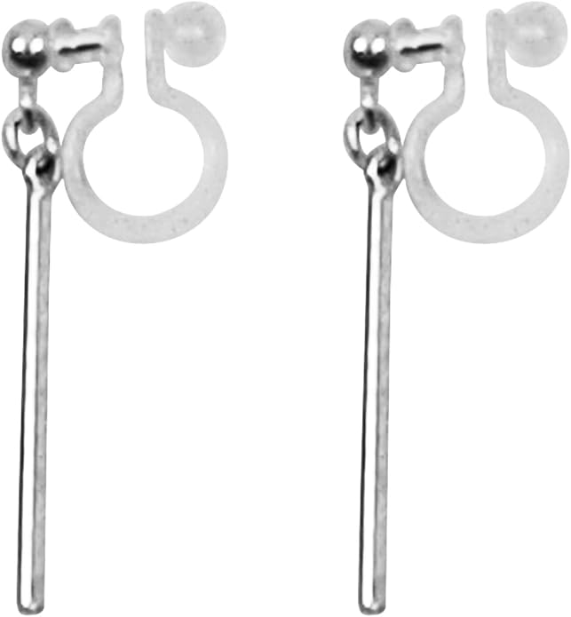 Comfortable Stick Invisible Clip On Earrings Gold Dangle Long Waved Threader Bar Clip-On Non Pierced Earrings Silver For Women,…