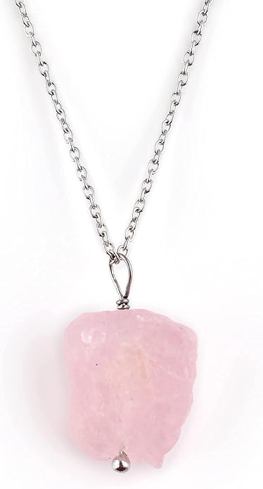 Raw Gemstone Dainty Pendant Necklace for Women, Trendy Healing Chakra Crystal, Birthstone Handmade 925 Sterling Silver Adjustable 18 inch Chain Jewelry, Birthday Gifts