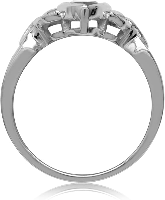 Silvershake Genuine Gemstone 925 Sterling Silver Triquetra Celtic Knot Solitaire Ring