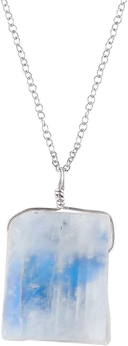 Raw Gemstone Dainty Pendant Necklace for Women, Trendy Healing Chakra Crystal, Birthstone Handmade 925 Sterling Silver Adjustable 18 inch Chain Jewelry, Birthday Gifts