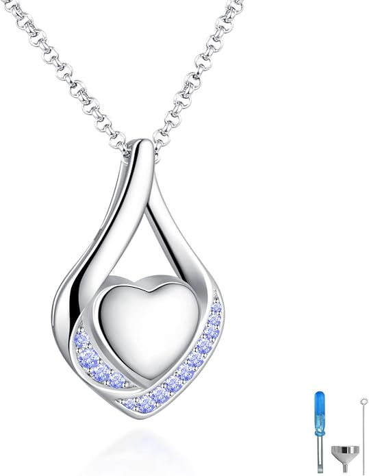 Cremation Jewelry 925 Sterling Silver Teardrop Urn Necklace for Ashes Heart Shape Memorial Keepsake Pendant for Human Ashes for Women Gift