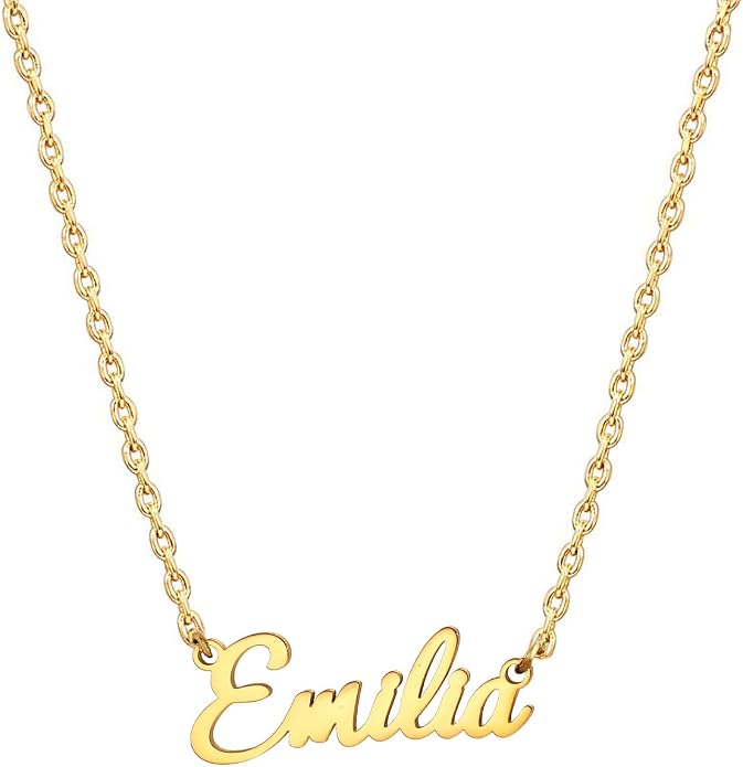 MOMOL 18K Gold Plated Stainless Steel Name Necklace Personalized Custom Name Necklace Customized Nameplate Necklace for women