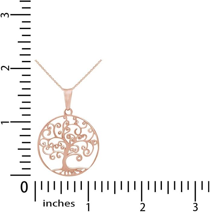 Jewel Zone US Tree of Life Filigree Pendant Necklace 14k Gold Over Sterling Silver