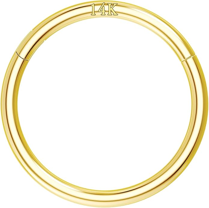 COCHARM 14K Solid Gold 18g/16g Nose Rings 16G Septum Rings Yellow Gold Tragus Helix Cartilage Conch Earring Hoops 18 Gauge Piercing Hoop