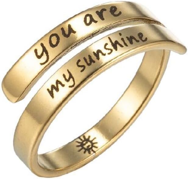 Yocoyee You are My Sunshine Finger Ring Engraved Inspirational Open Adjustable I am Enough Stars Statement Rings Gifts