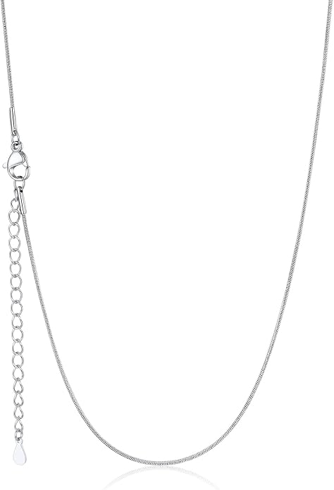 U7 Snake Necklace for Women 14K Gold Plated/Silver/Rose Gold/Black Chain Necklace Hypoallergenic, Stainless Steel Tiny Snake Chain Necklace 1/1.2/1.5/2MM, 14-30" Adjustable Minimalist Gift